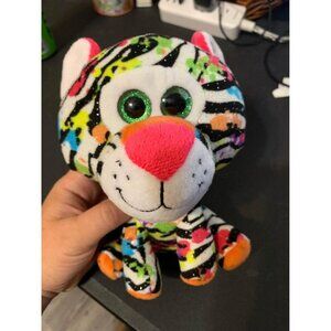 Hug Fun Tiger Plush Stuffed Animal 7 Inch Colorful Metallic Green Eyes Toy